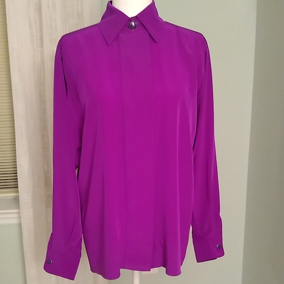 St. John Purple Button Down Shirt Size 10 - Picture 1 of 7